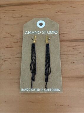 Amano Studio Indigo Chain Duster Earrings NWT